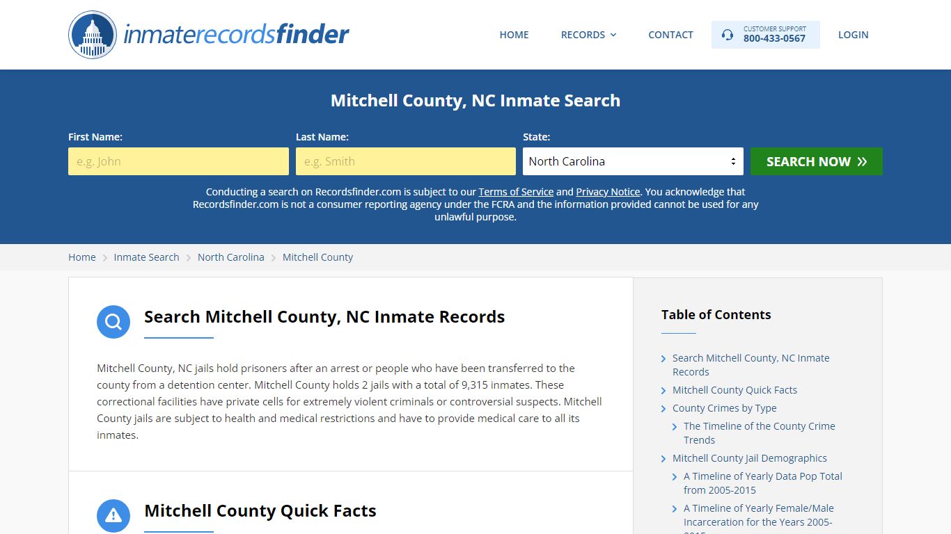 Mitchell County, NC Inmate Lookup & Jail Records Online