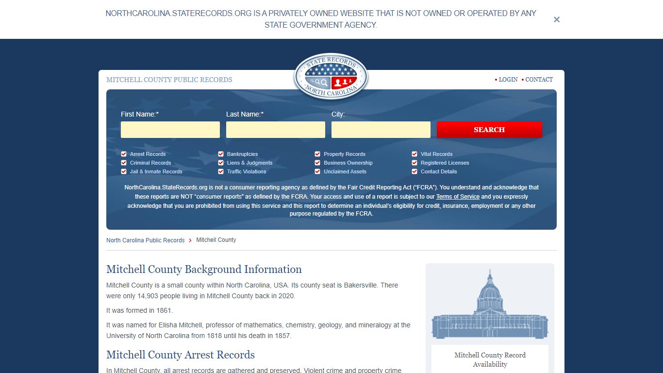 Mitchell County Arrest, Court, and Public Records | StateRecords.org